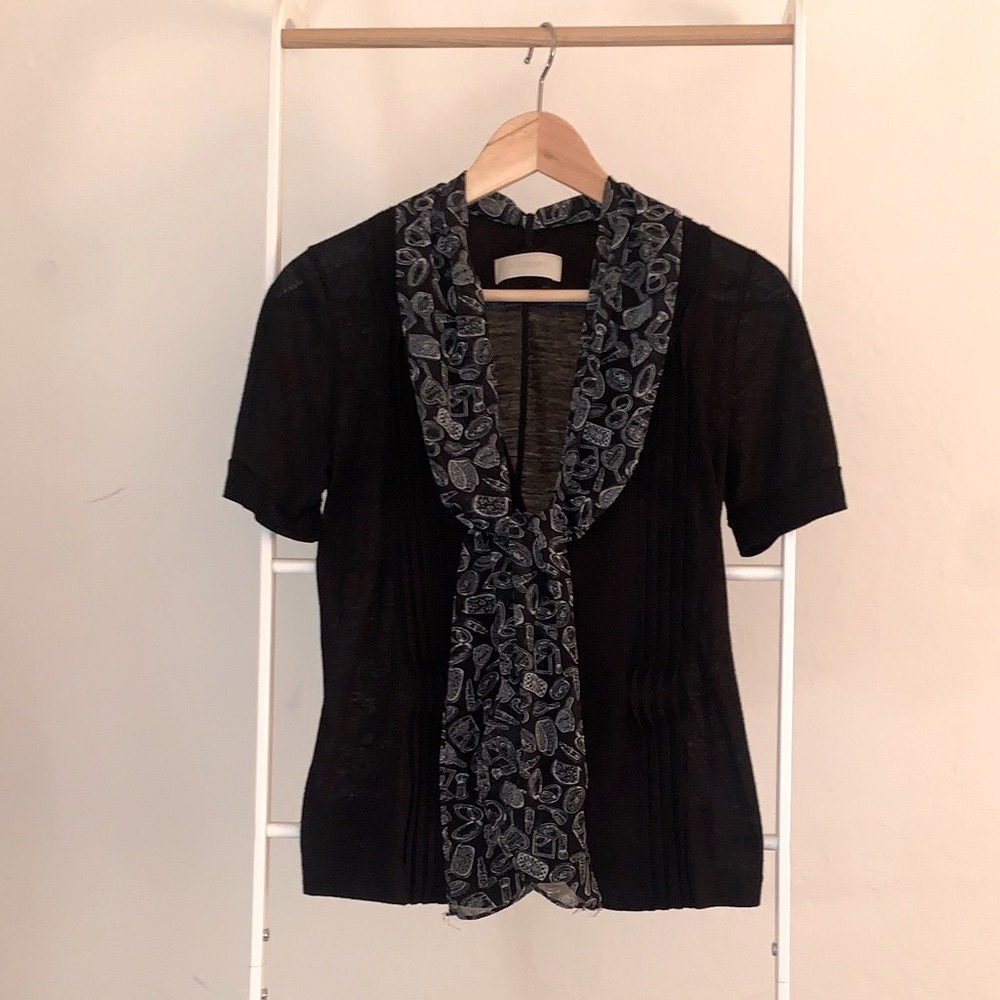 Black Short Sleeve Top with Scarf